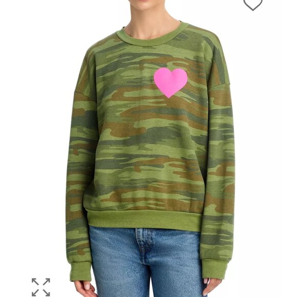 UNISEX Aviator Nation Camouflage Crewneck Heart Sweatshirt - Picture 4 of 12